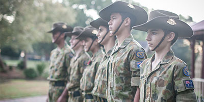 Army cadets on Anzac Day parade